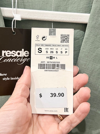 Zara Very Short Green Sleeveless Top, S