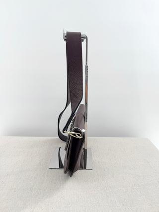 Valentino by Mario Valentino leather flap bag with studded logo and shoulder strap