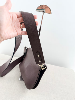 Valentino by Mario Valentino leather flap bag with studded logo and shoulder strap