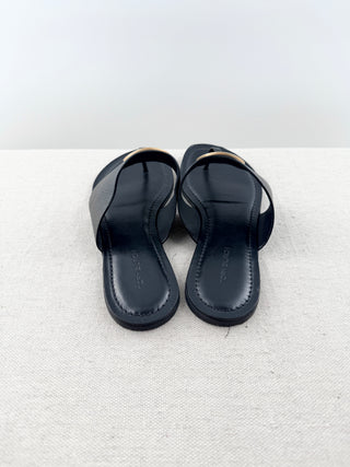 Tory Burch thong leather sandals with logo, 7.5