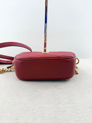 Tory Burch Red Chevron Leather Crossbody Bag