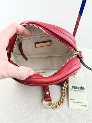 Tory Burch Red Chevron Leather Crossbody Bag