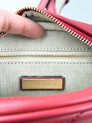 Tory Burch Red Chevron Leather Crossbody Bag