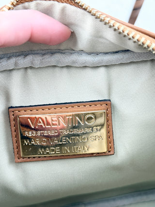 Valentino by Mario Valentino Leather Quilted V Crossbody Bag w/ detachable strap
