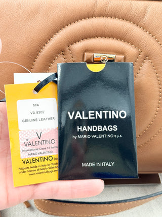 Valentino by Mario Valentino Leather Quilted V Crossbody Bag w/ detachable strap