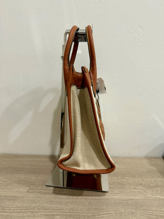 Jeff Wan canvas and leather pineapple applique bag