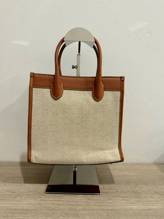 Jeff Wan canvas and leather pineapple applique bag