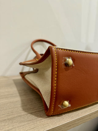 Jeff Wan canvas and leather pineapple applique bag