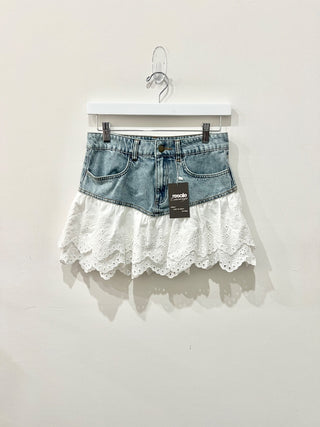 Divided eyelet denim mini skirt, 4