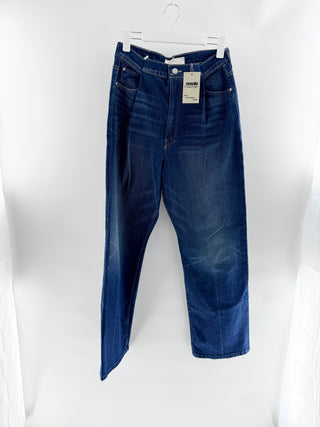 Mother Curved High Waisted Straight Leg Denim Jeans Dark Blue Women's Size 26