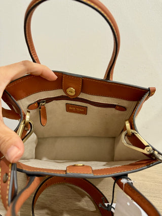 Jeff Wan canvas and leather pineapple applique bag