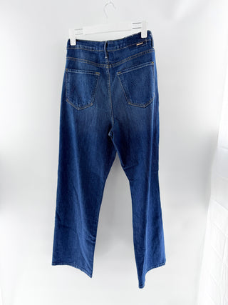 Mother Curved High Waisted Straight Leg Denim Jeans Dark Blue Women's Size 26