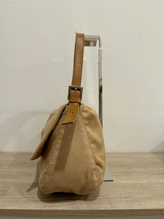 Fendi vintage wool leather trim baguette bag