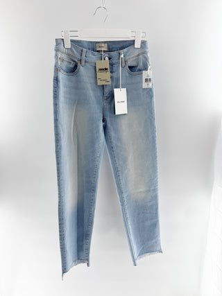 NWT DL1961 Mara Slim-Straight Denim Jeans w/ Tattered Hems Light Blue Women's 27
