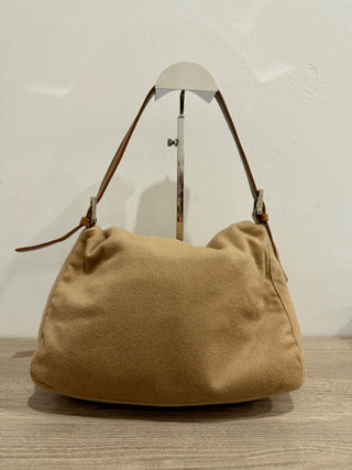 Fendi vintage wool leather trim baguette bag