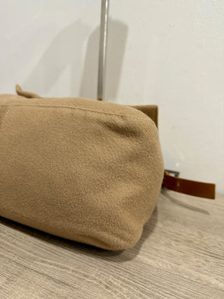 Fendi vintage wool leather trim baguette bag