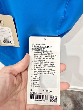 NWT Lululemon Align Romper Bodysuit 8" Built-In Shelf Bra Poolside Women's Size 4