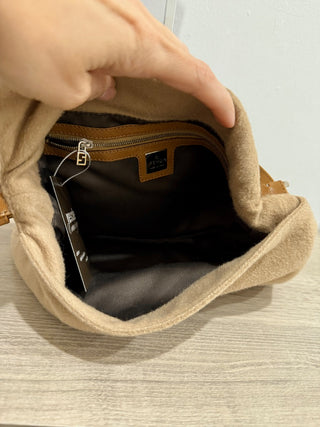 Fendi vintage wool leather trim baguette bag