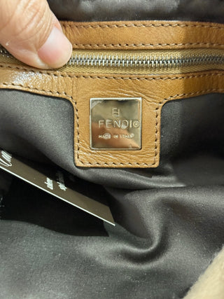 Fendi vintage wool leather trim baguette bag