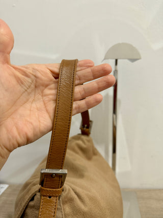 Fendi vintage wool leather trim baguette bag