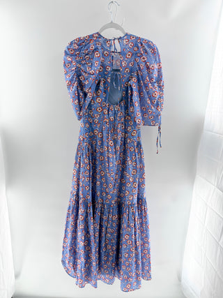 Hugo Boss Floral Puff-Sleeve Maxi Dress, 32 / US 1