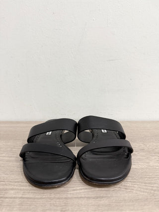 Manolo Blahnik Serrato Calf Leather Slides Flat Sandals Black Women's 35 / US 5