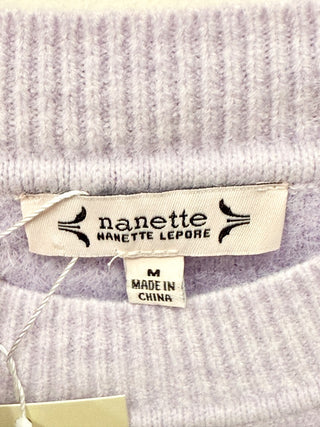 Nanette Lepore Pearl Floral Long Sleeve Pullover Sweater Lilac Women's Size M