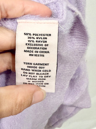 Nanette Lepore Pearl Floral Long Sleeve Pullover Sweater Lilac Women's Size M
