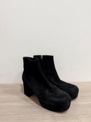 Prada suede platform square toe booties, 38.5