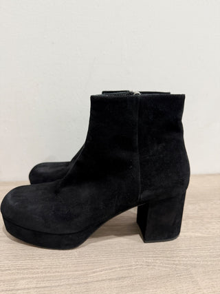 Prada suede platform square toe booties, 38.5