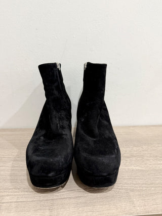Prada suede platform square toe booties, 38.5
