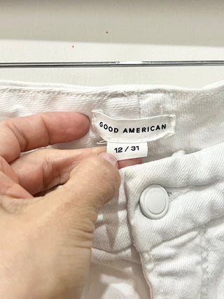 Good American Good Legs High Waisted Straight Jeans W037 White Women's Size 12