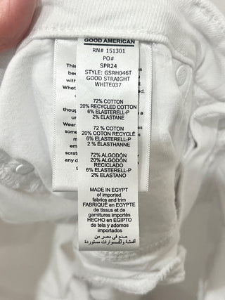 Good American Good Legs High Waisted Straight Jeans W037 White Women's Size 12