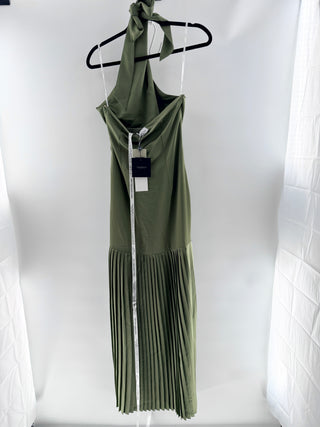 Club L satin halterneck long pleated dress, US 6