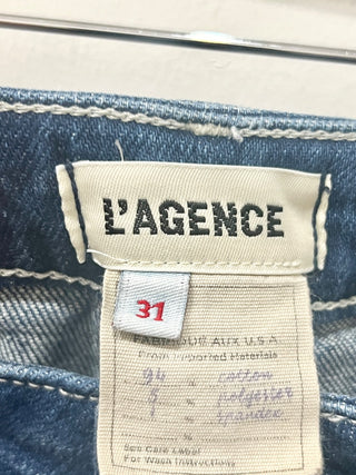 L'Agence Bell High Rise Whiskered Denim Flare Jeans Frisco Women's Size 31