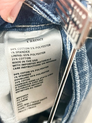 L'Agence Bell High Rise Whiskered Denim Flare Jeans Frisco Women's Size 31