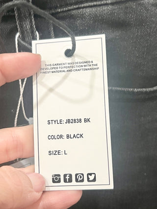 NWT Judy Blue High Waist Rhinestone Embellished Midi Denim Pencil Skirt Black L