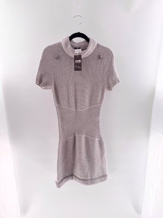 Chanel Cashmere Knit Mock Neck Mini Dress, 40