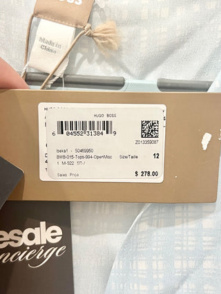 NWT Hugo Boss 100% Silk Sleeveless V-Neck Blouse Top Light Blue Women's Size 12