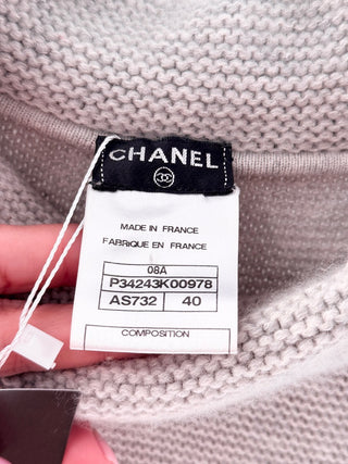 Chanel Cashmere Knit Mock Neck Mini Dress, 40