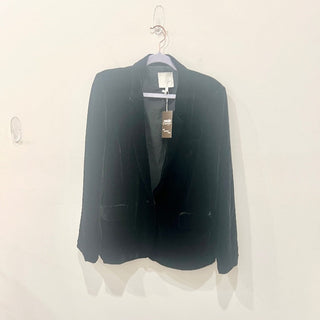 Joie Mehira Velvet Shawl Lapel Formal Blazer Jacket Black Caviar Women's Size 12