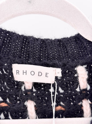 Rhode Checkered Lattice Knit Sweater, L