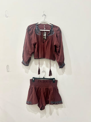 Free People casual bpho set: blouse and shorts, S
