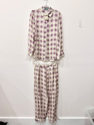 Cia Maritima Silk 2 Piece Cover-Up Set Shirt and Pants Vera Cruz Womens Size M