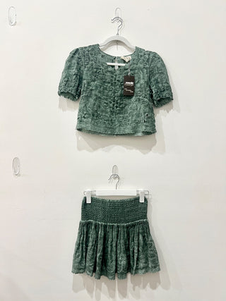 Muche Muchette gauze eyelet set skirt and blouse, top S/M bottom one size