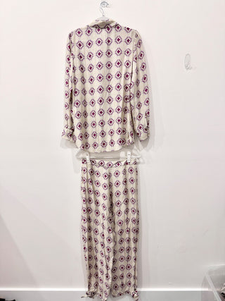 Cia Maritima Silk 2 Piece Cover-Up Set Shirt and Pants Vera Cruz Womens Size M