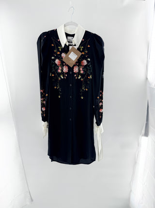Burberry 100% silk floral mini dress with white trims, 4