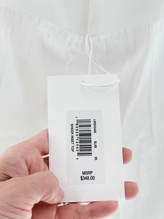 Frame puff sleeve mesh insert blouse, XS