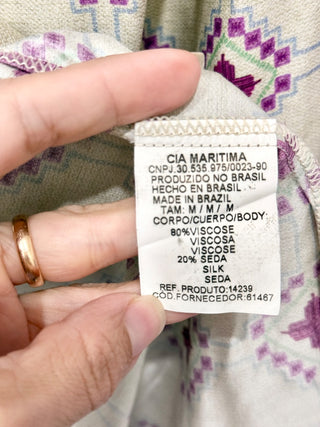Cia Maritima Silk 2 Piece Cover-Up Set Shirt and Pants Vera Cruz Womens Size M
