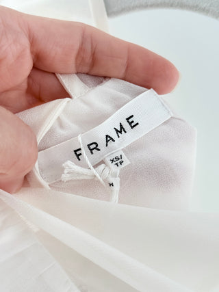Frame puff sleeve mesh insert blouse, XS